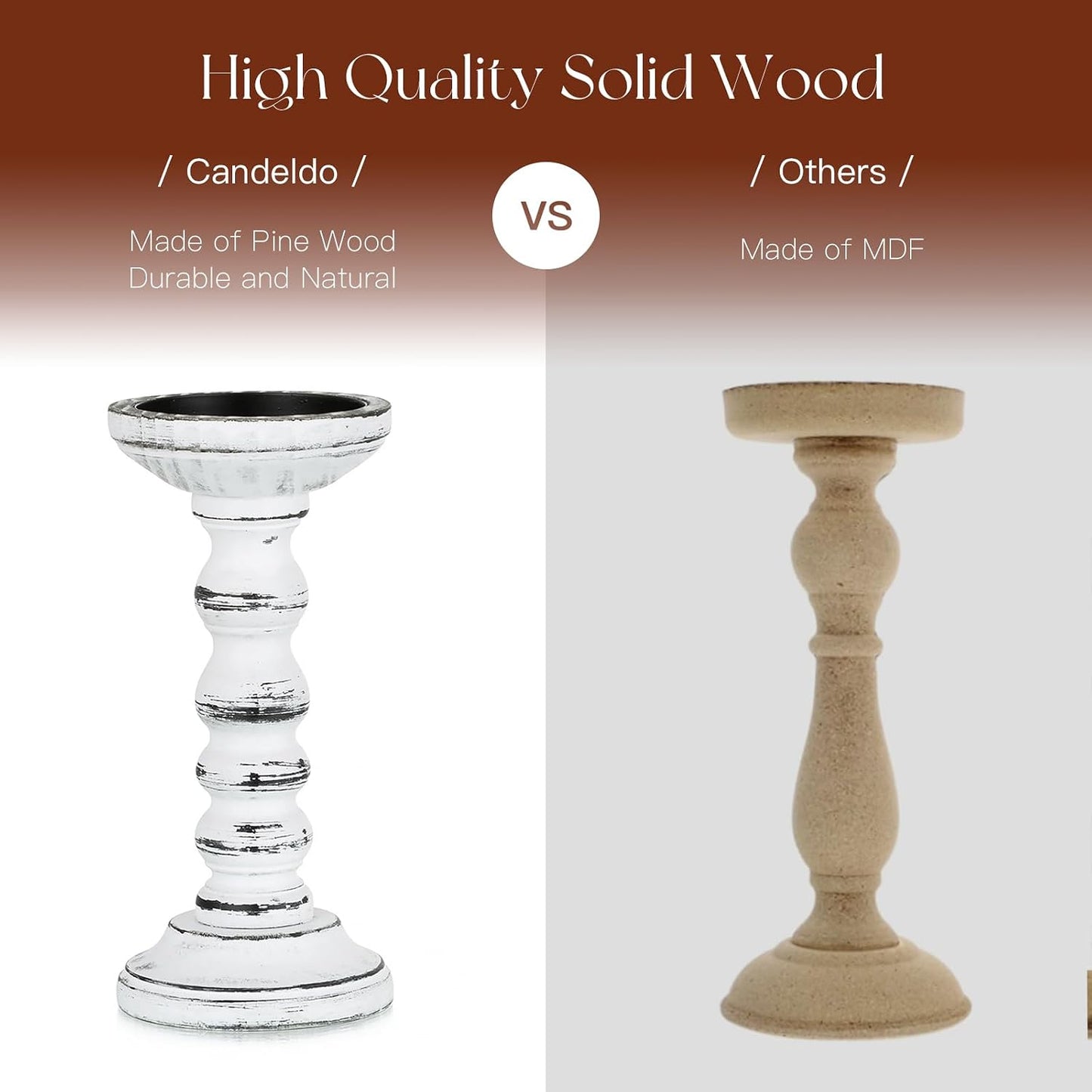 Wood Candle Holders for Pillar / White Black / XS+S+M / Set of 3