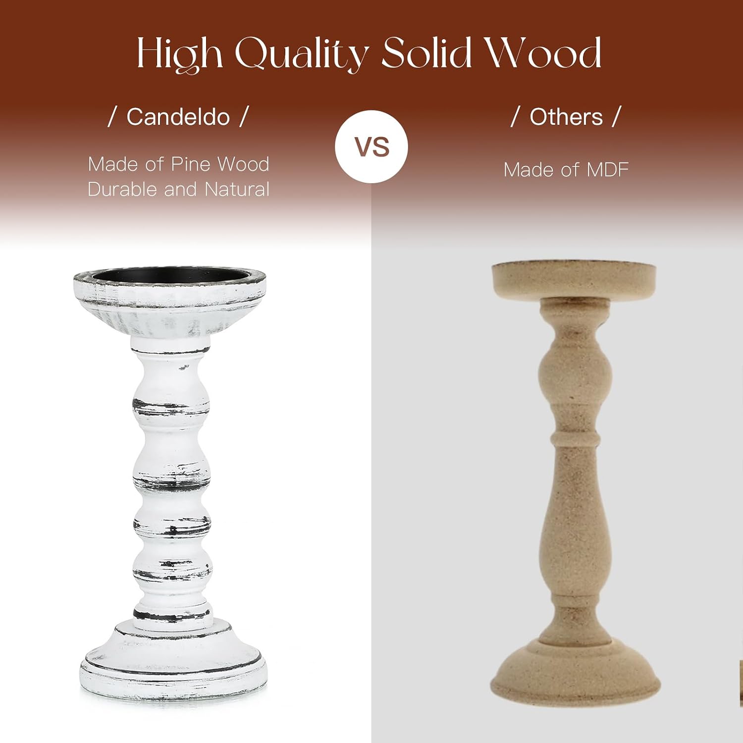 Wood Candle Holders for Pillar / White Black / XS+S+M / Set of 3