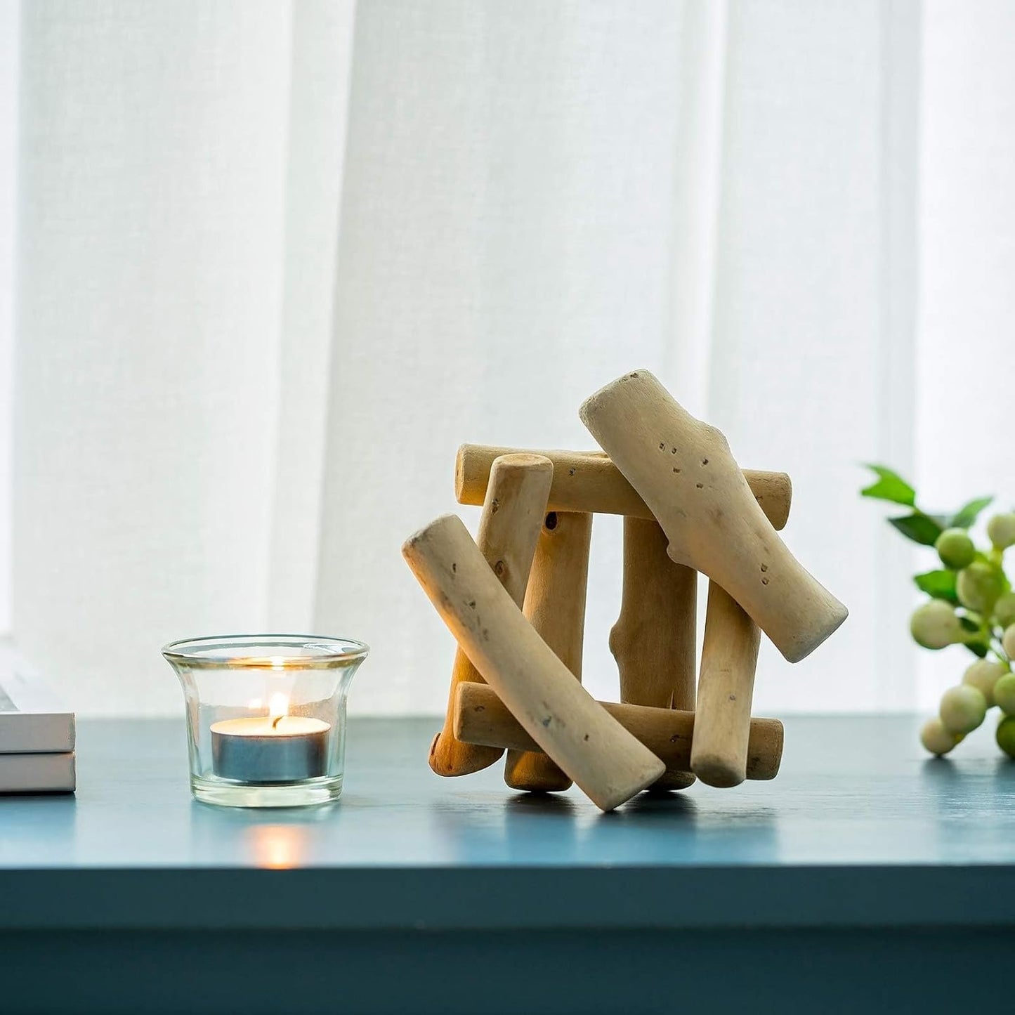 Handmade Wooden Tea Light Candle Holder / Set of 2