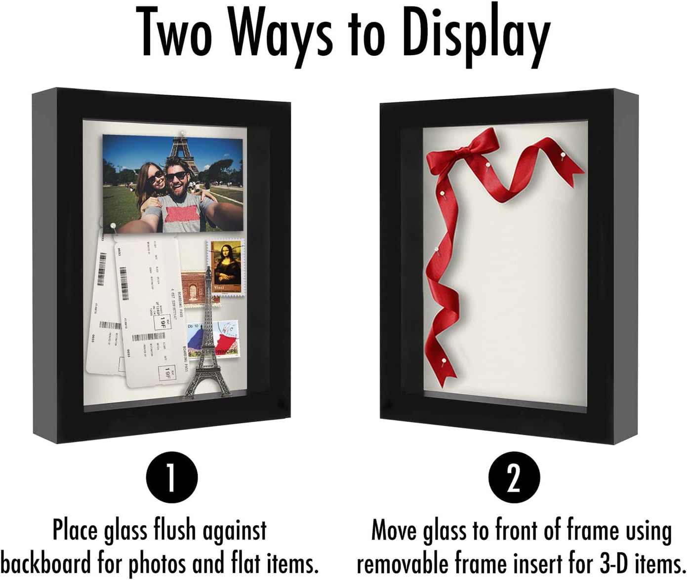 Americanflat 8x10 Shadow Box Frame with Shatter-Resistant Glass - Silhouette Collection - Large Shadow Box Display Case