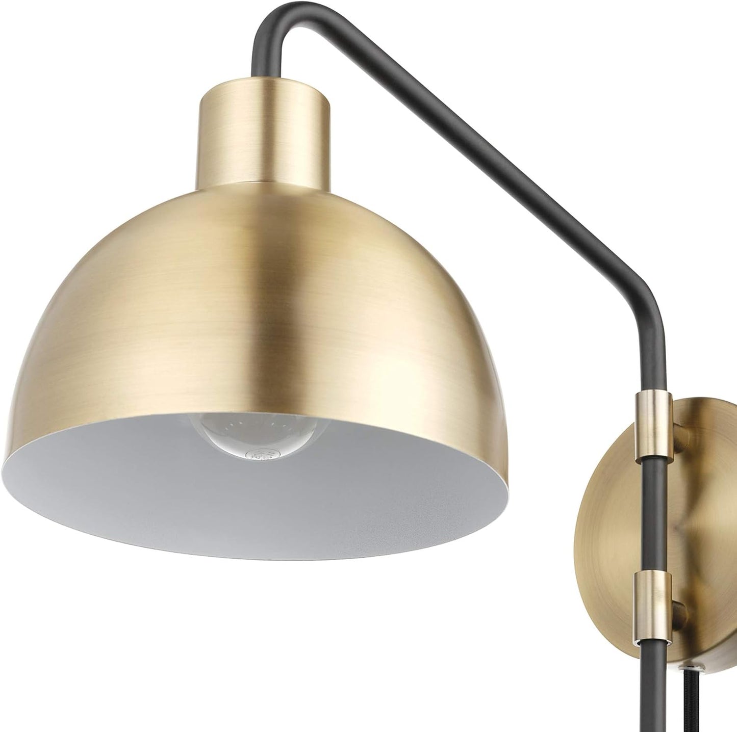 Globe Electric 1-Light Antique Brass Plug-in or Hardwire Wall Sconce with in-Line On/Off Switch