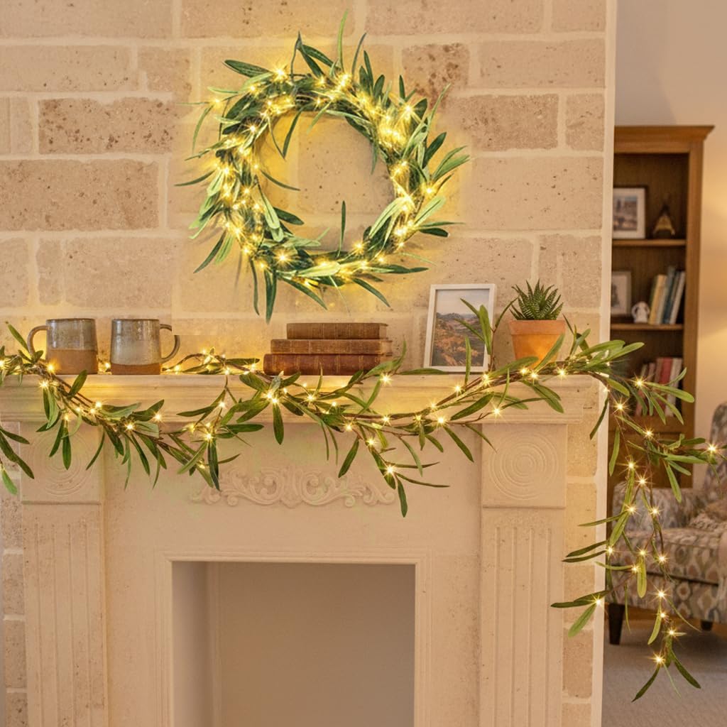 Lighted Artificial Olive Garland / 6 Inch