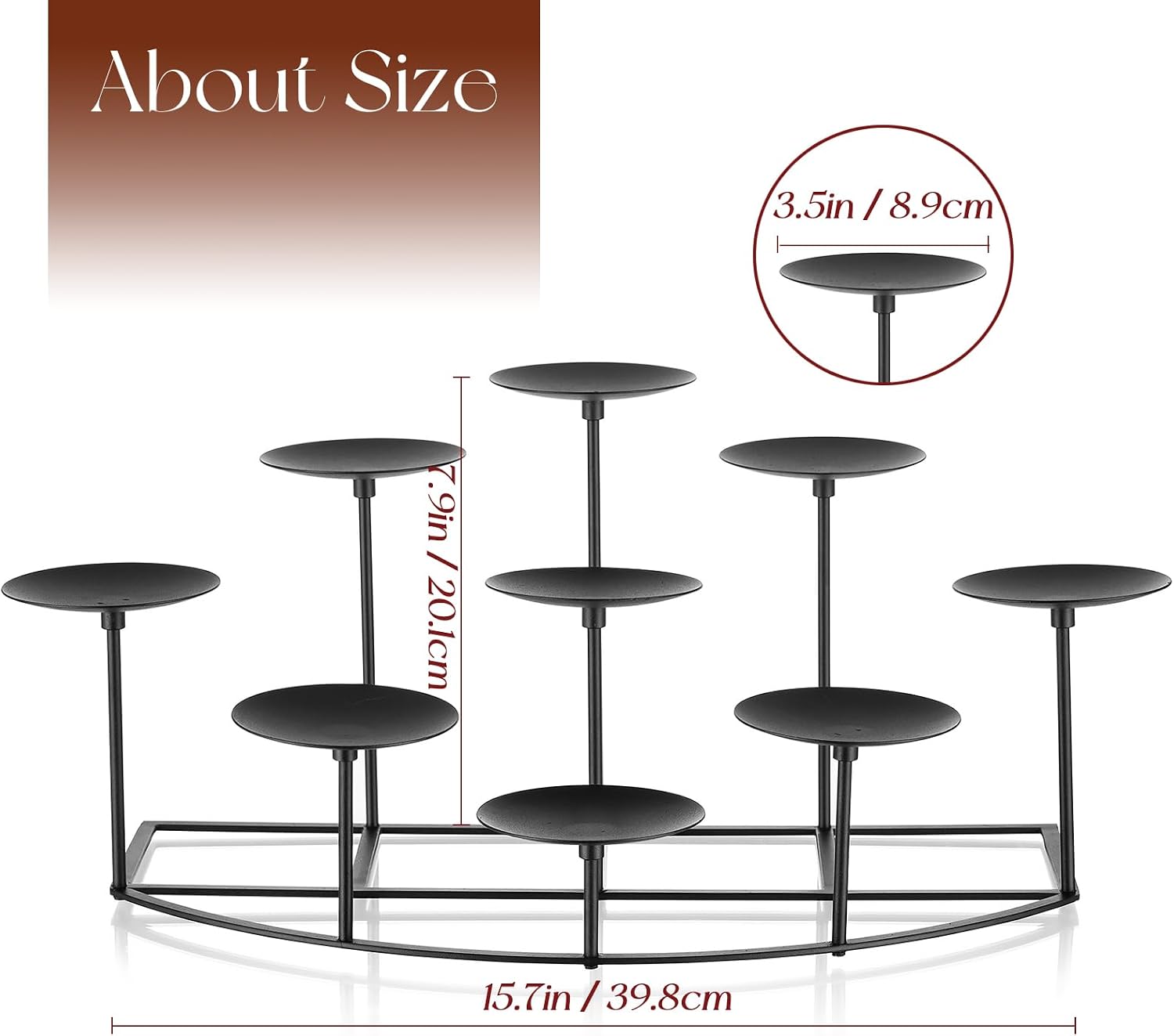 Candle Holder for Inside Fireplace, Black Metal Candelabra | Mantle Decor, Floor Candelabras, Table Centerpiece, Candle