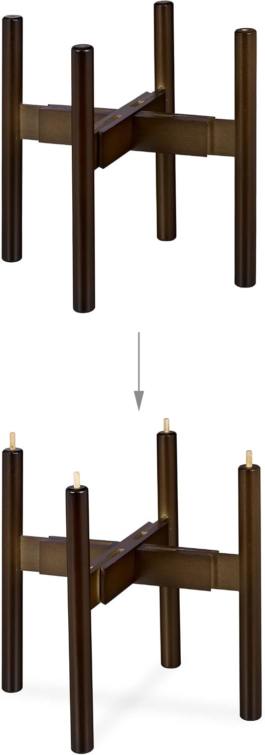 Relaxdays Plant, Bamboo Stand, Set of 2, for Flower Pots up to 32 cm Diameter, Adjustable and Stackable, Brown, 100%
