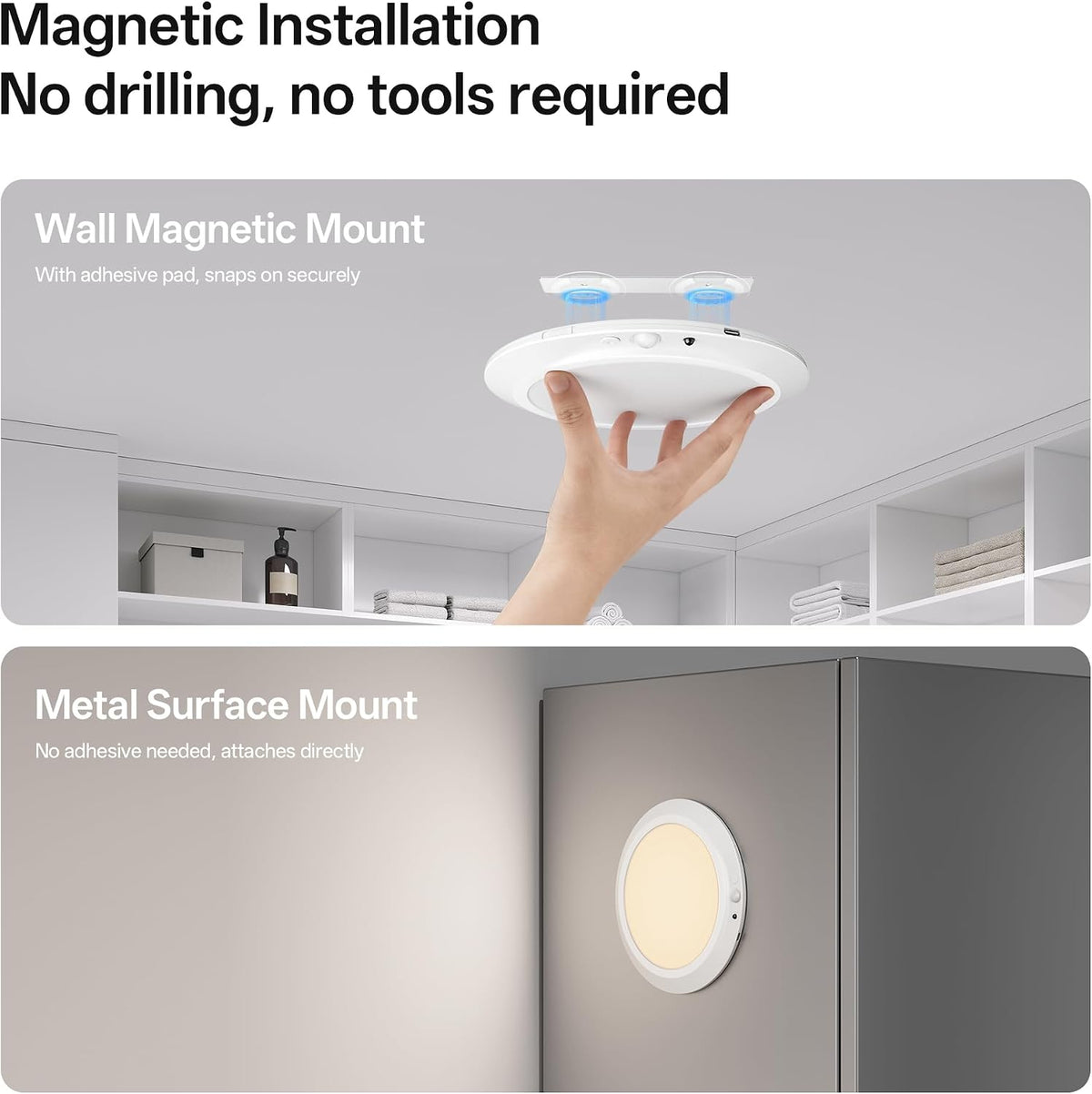 Homelist 12000mAh Rechargeable Magnetic Ceiling Light with Remote, 2 Pack | Shower Lights for Inside, Battery Operated