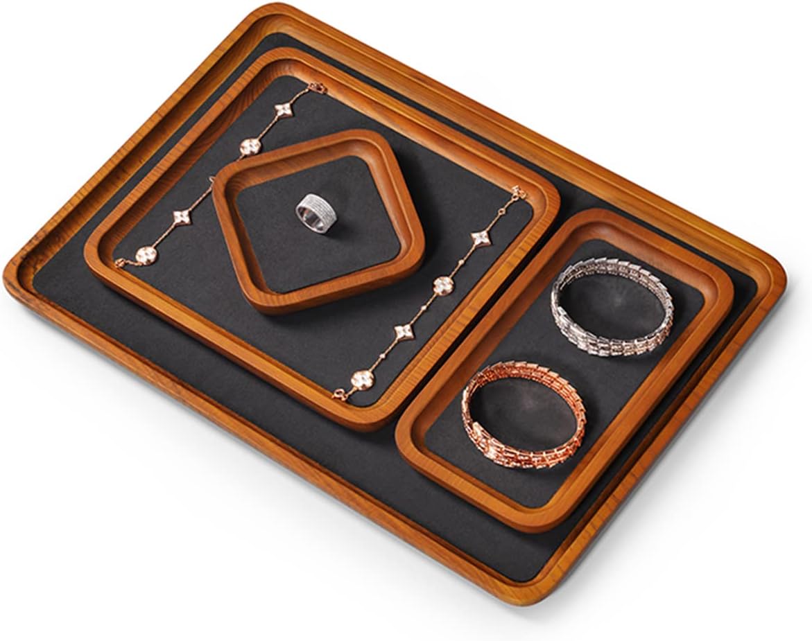 Solid Wood Jewelry Tray Jewelry Display Holder Showcase Watch Display / 7.87 x 7.08 x 0.59 / Grey