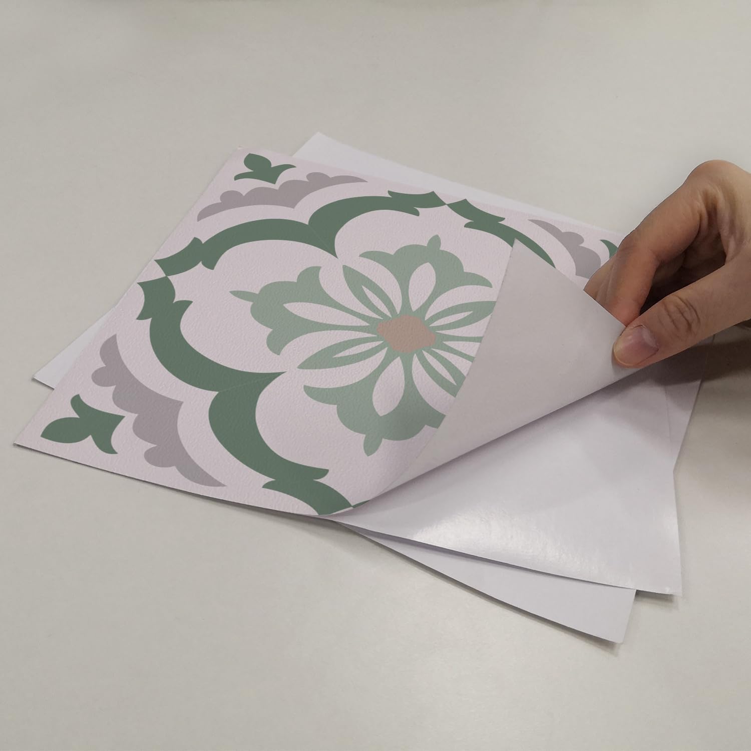 / cm Peel and Stick Vinyl Wall Tile Sticker / Fern Green / 6inch/15cmx25pcs / 6 x 6 / Set of 25