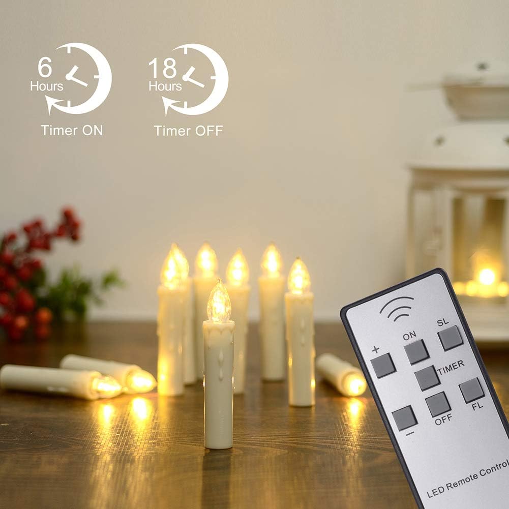 PChero Window Candles Battery Operated with Timer Remote, 20 Pcs | Christmas Flameless Candles, Waterproof Flickering