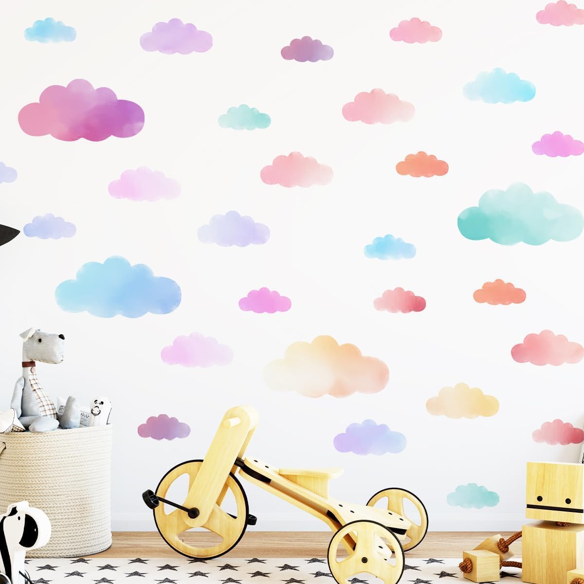 Clouds Wall Decals Colorful Clouds Wall Stickers for Baby Nursery Playroom Bedroom / Clouds-1