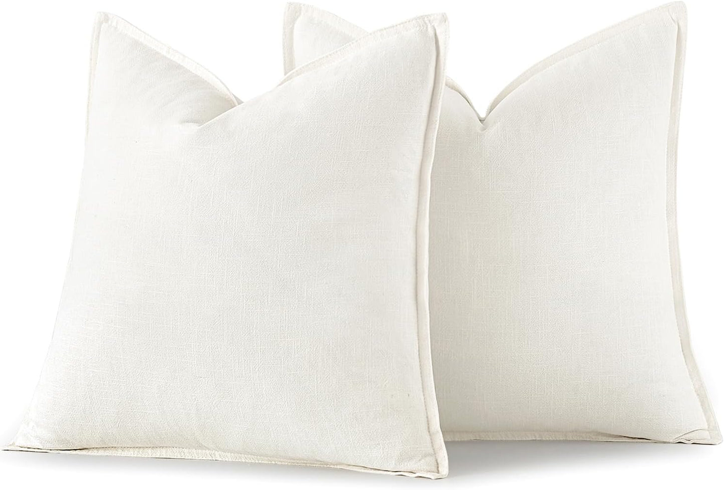Linen Pillow Covers Soft and Stylish / 18 x 18 / Cream White / Set of 2
