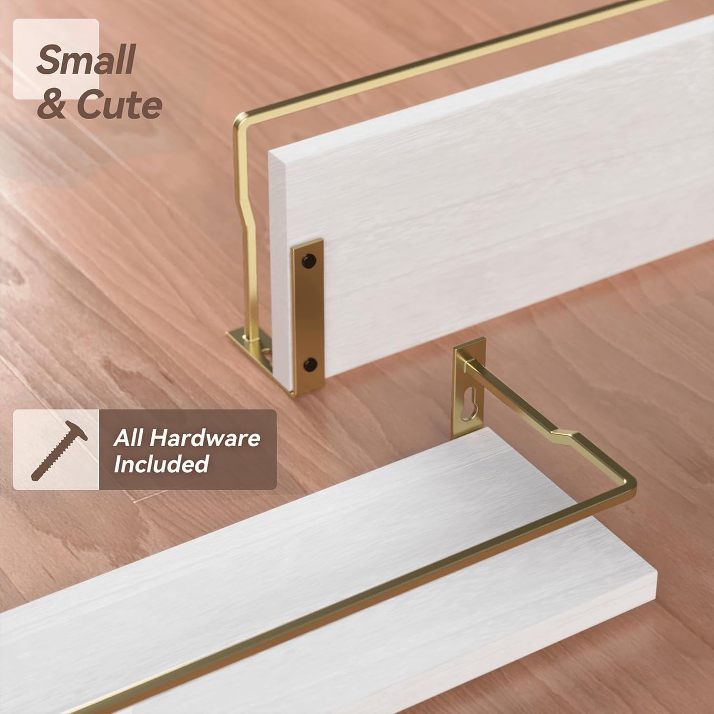 RICHER HOUSE Floating Shelves Bathroom, Small Wall Shelf Over Toilet 2 Set | Wall Mounted Shelves Decor for Bathroom