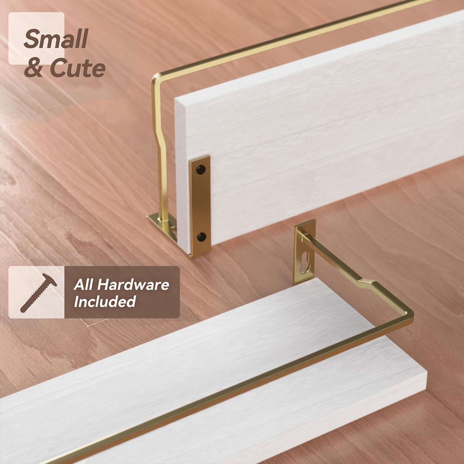 RICHER HOUSE Floating Shelves Bathroom, Small Wall Shelf Over Toilet 2 Set | Wall Mounted Shelves Decor for Bathroom