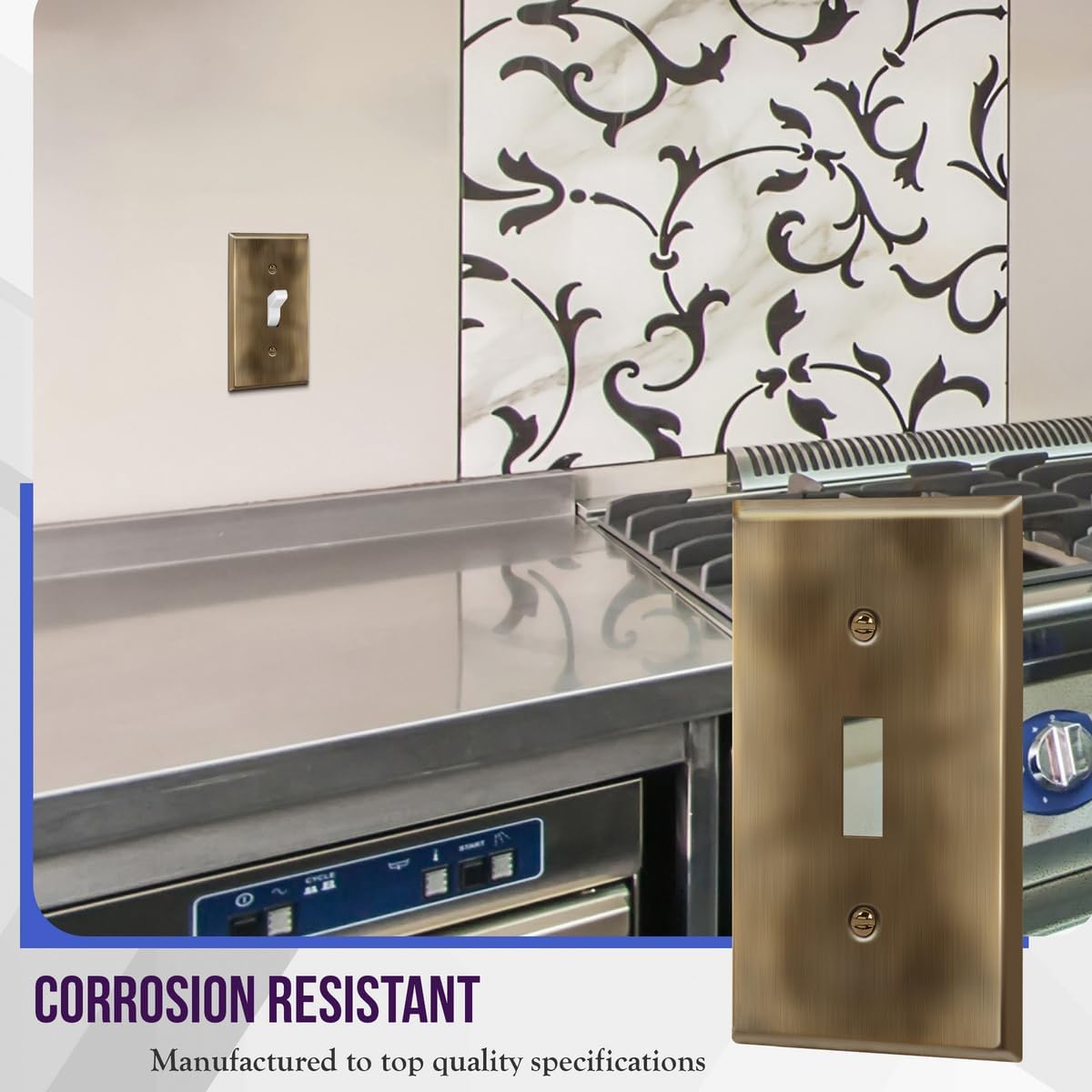 ENERLITES Toggle Light Switch Metal Wall Plate, Stainless Steel Switch Cover, Corrosion Resistant, Standard Size 1-Gang