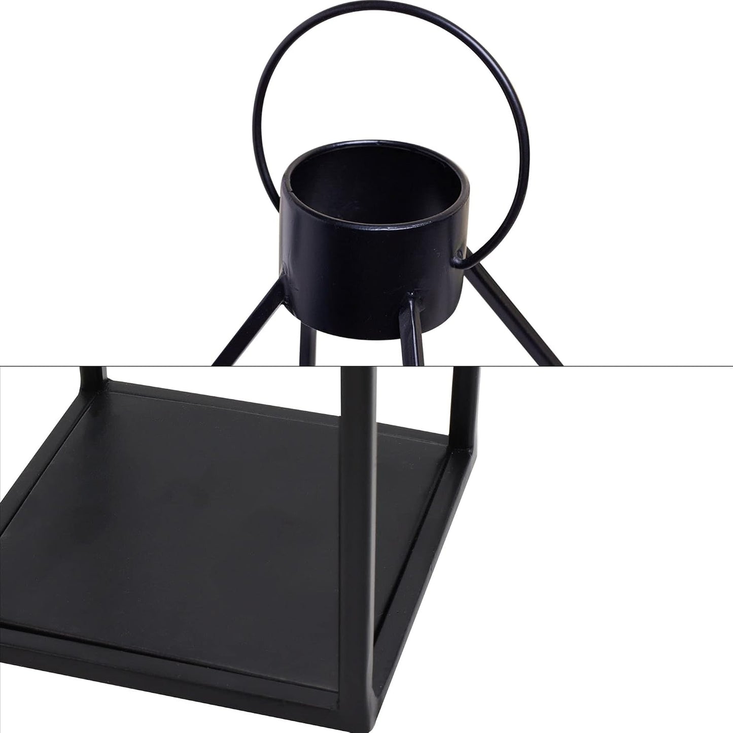 HPC Decor Modern Farmhouse Lanterrn Decor- Black Metal Candle for Summer Night- Lanterns w/Timer Flickering Candles for