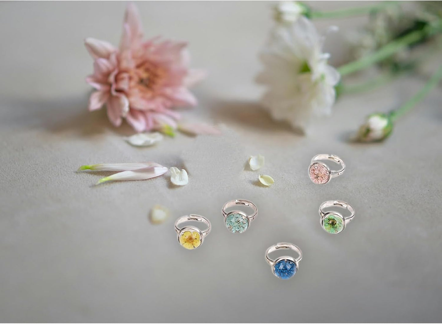 12mm Adjustable Ring Blanks Bezel Trays for DIY Resin Crafts Jewelry / Set of 100