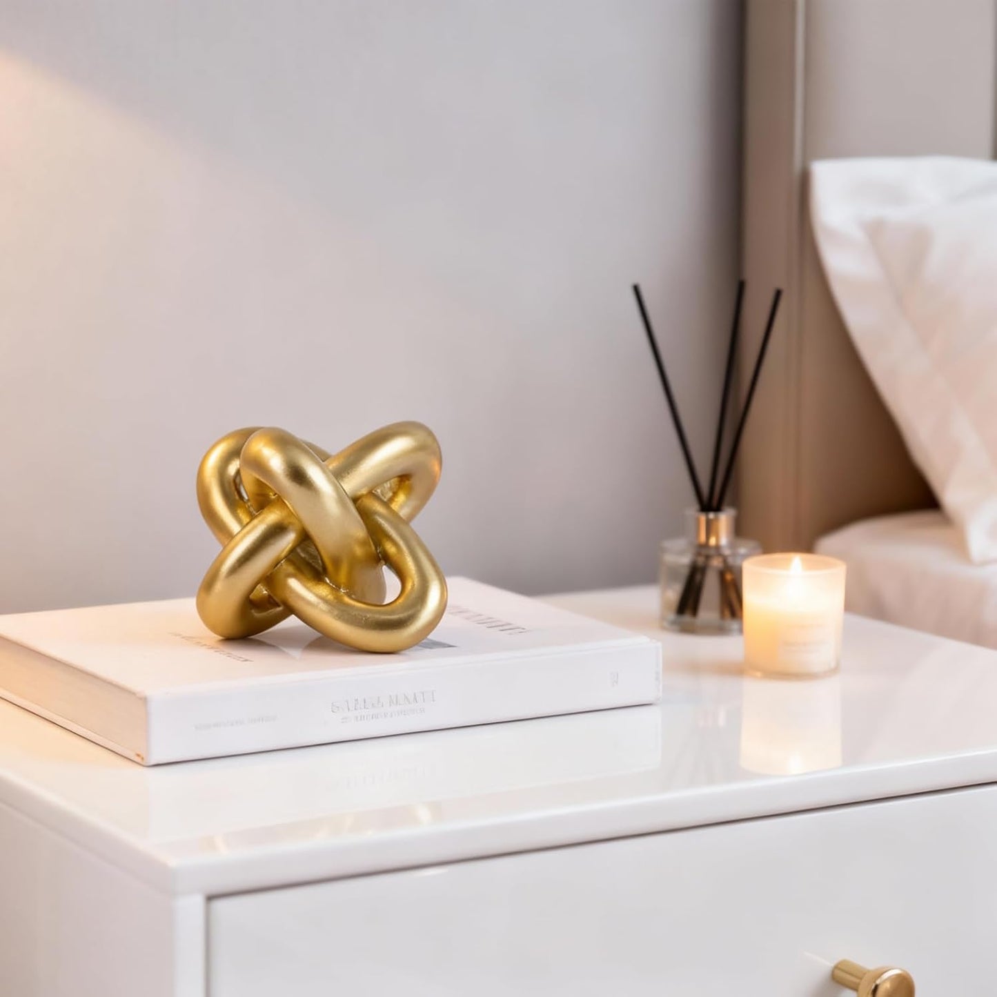 Knot Sculptures and Statues for Rustic Coffee Table Living / Gold