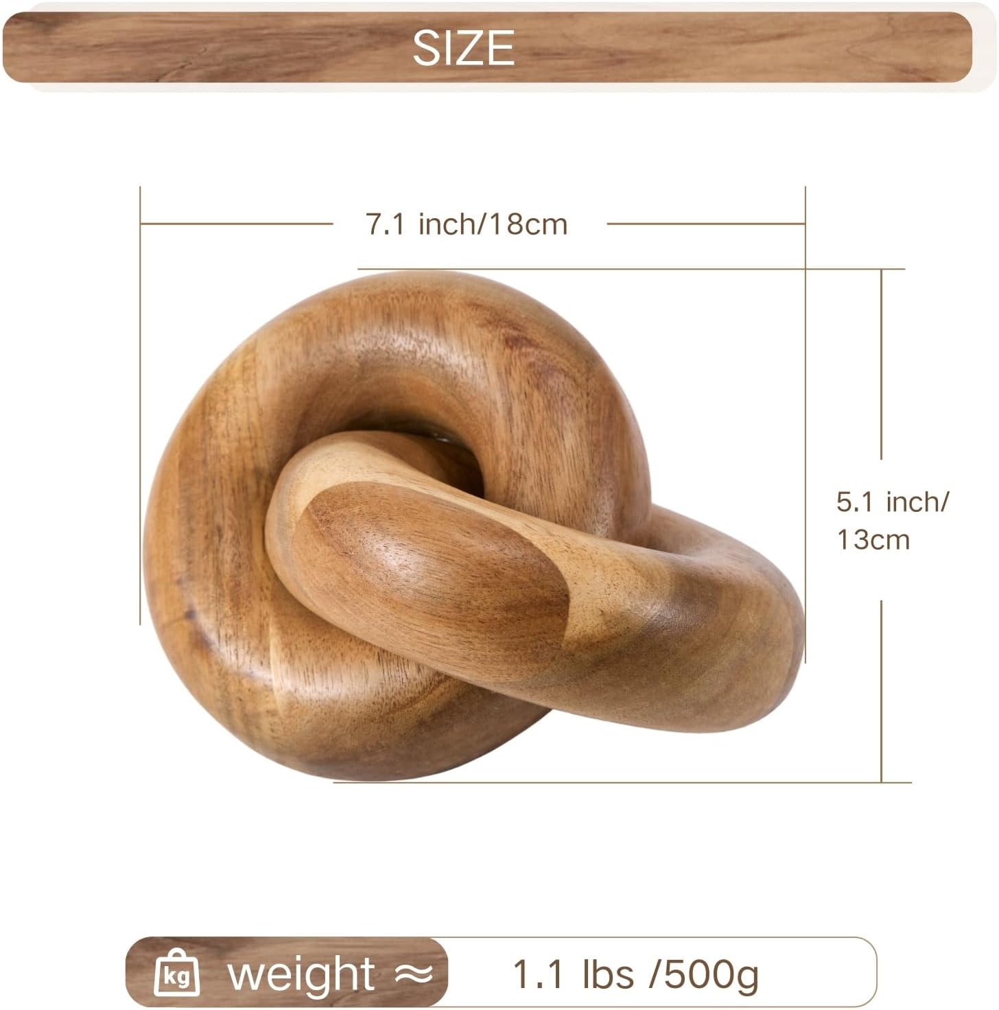 Wood Chain Link Shelf Decor / Acacia / Natural