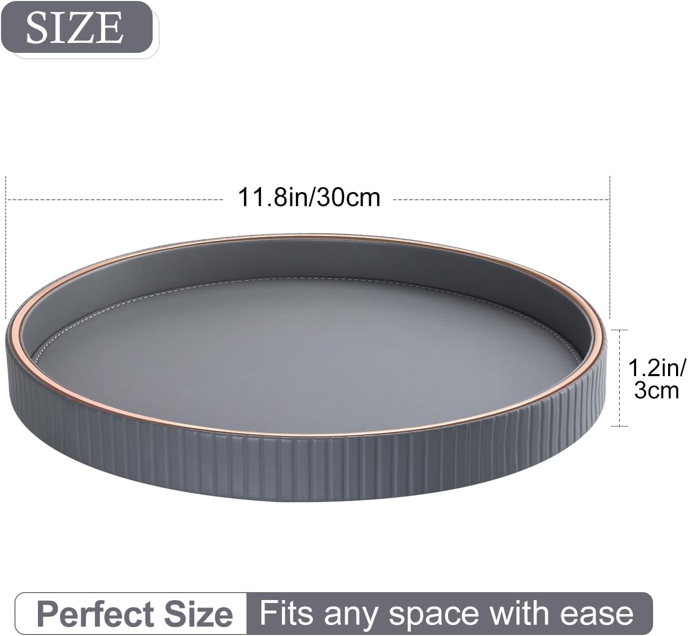 12" Round Coffee Table Tray / Gray