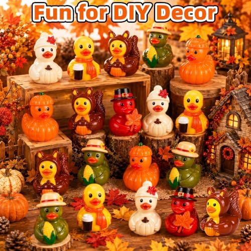 120 Pcs Fall Mini Resin Ducks Thanksgiving Miniature Tiny Figurines