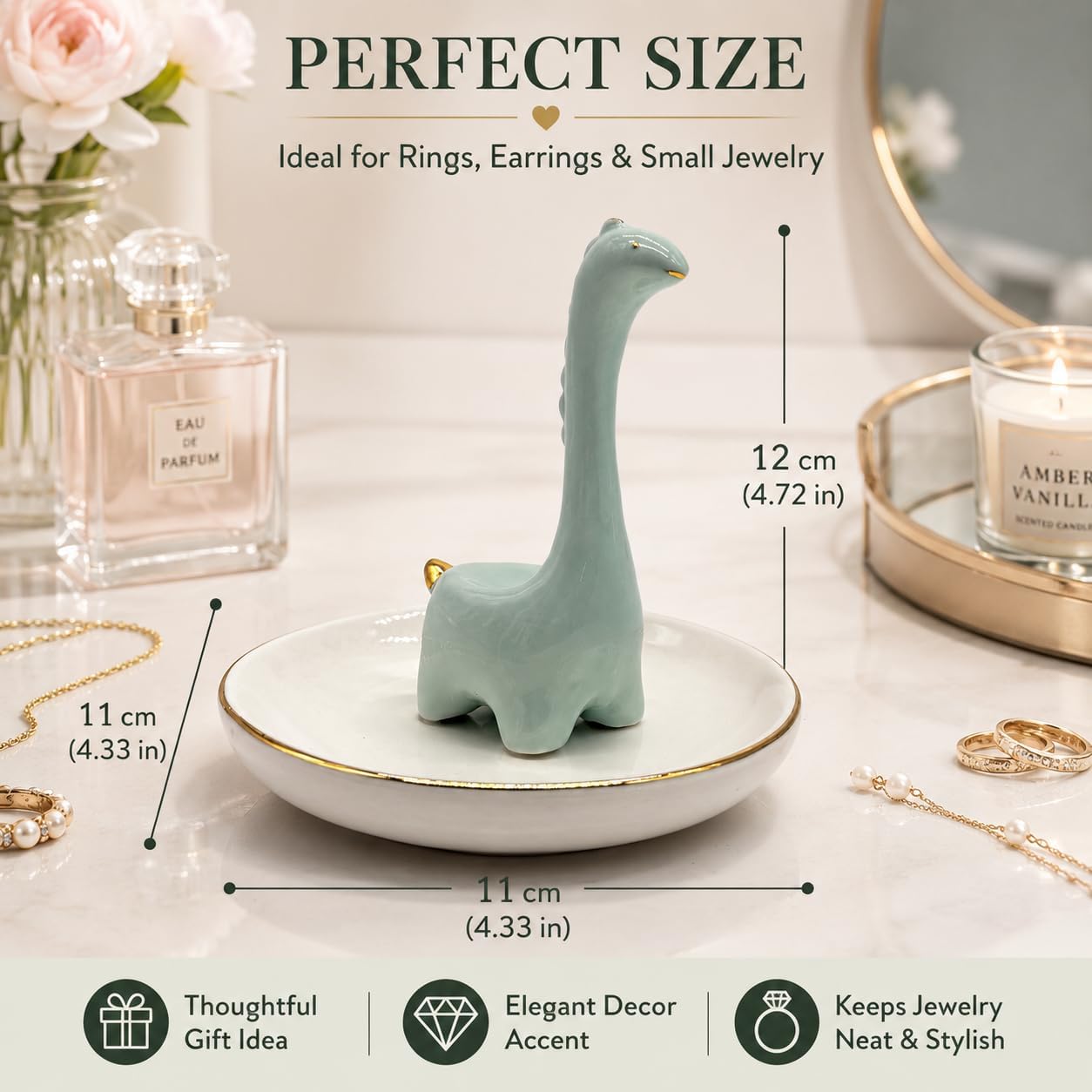 Ceramic Dino Trinket Tray for Rings Earrings Necklace Bracelet / Dinosaur