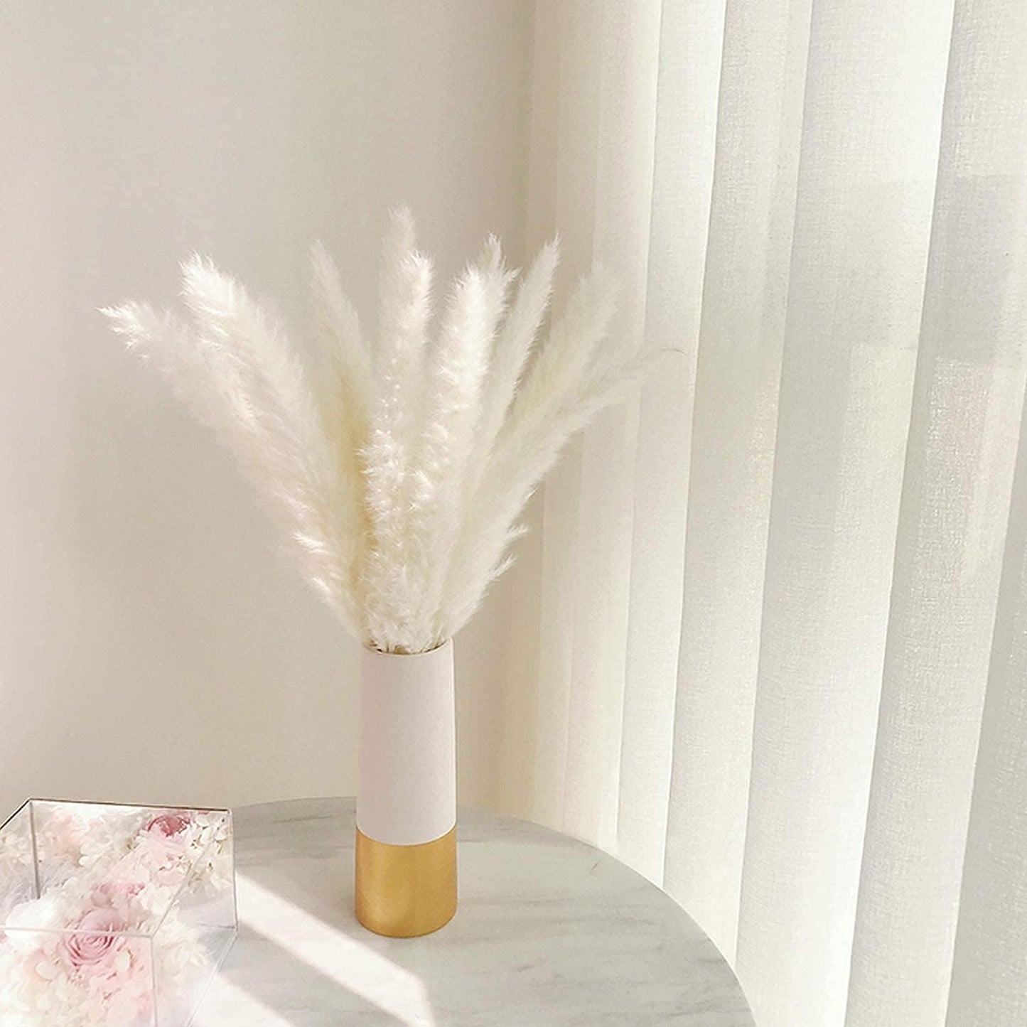 /45 cm Natural Dried Pampas Grass Branches Decor / White-pro / 17 Inch / Set of 60