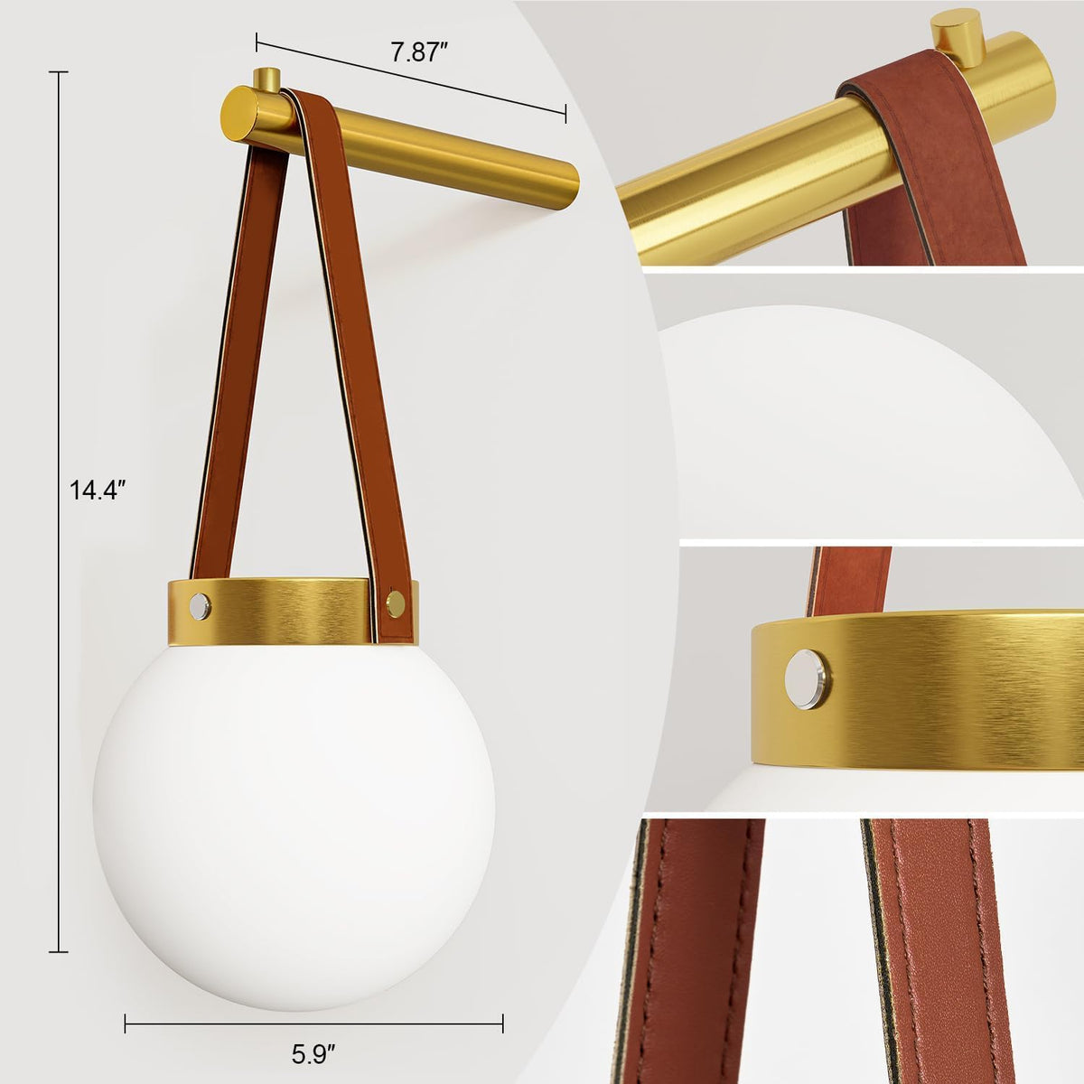 Battery Operated Wall Sconces Set of 2, Gold Wall Lamps for Bedroom with Remote Control Warm/Natural/Daylight/RGB 15