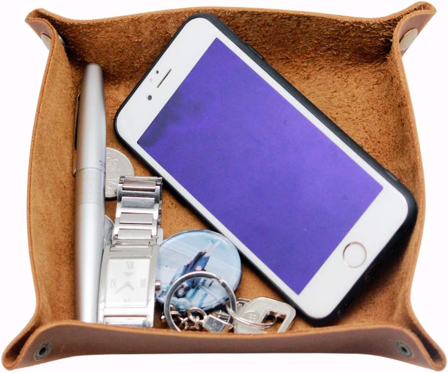 Valet Tray for Men / Crazy Horse Leather - Light Brown
