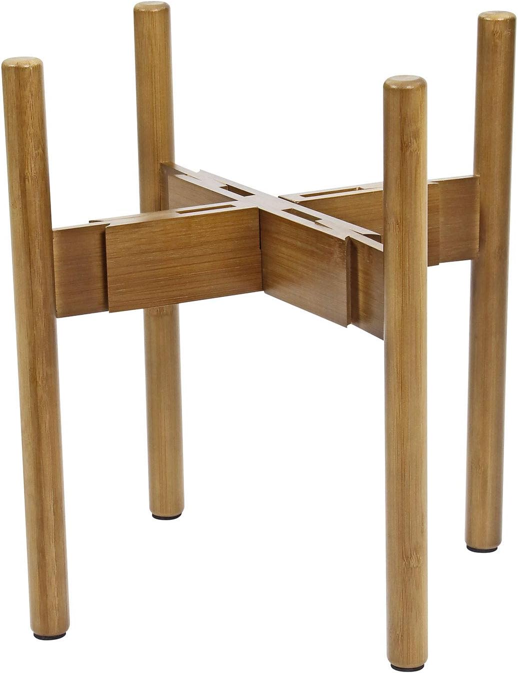 Taylor & Brown Adjustable Plant Pot Stand, 22-28.5cm Bamboo Wood Tall Plant Holder for Indoor Outdoor Use, Modern Mid