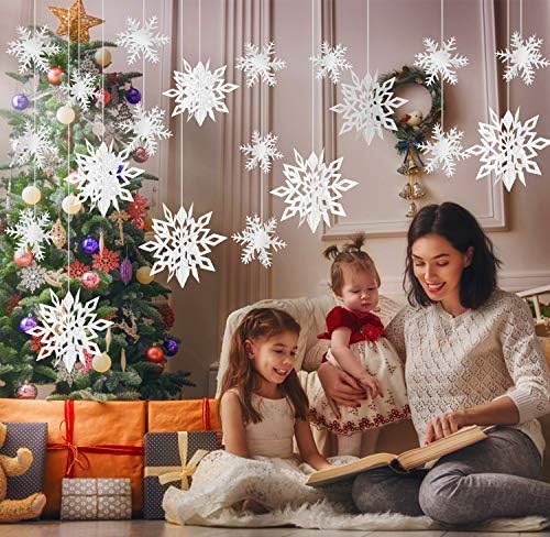 24PCS Hanging Snowflake Decorations Winter Wonderland Party Supplies