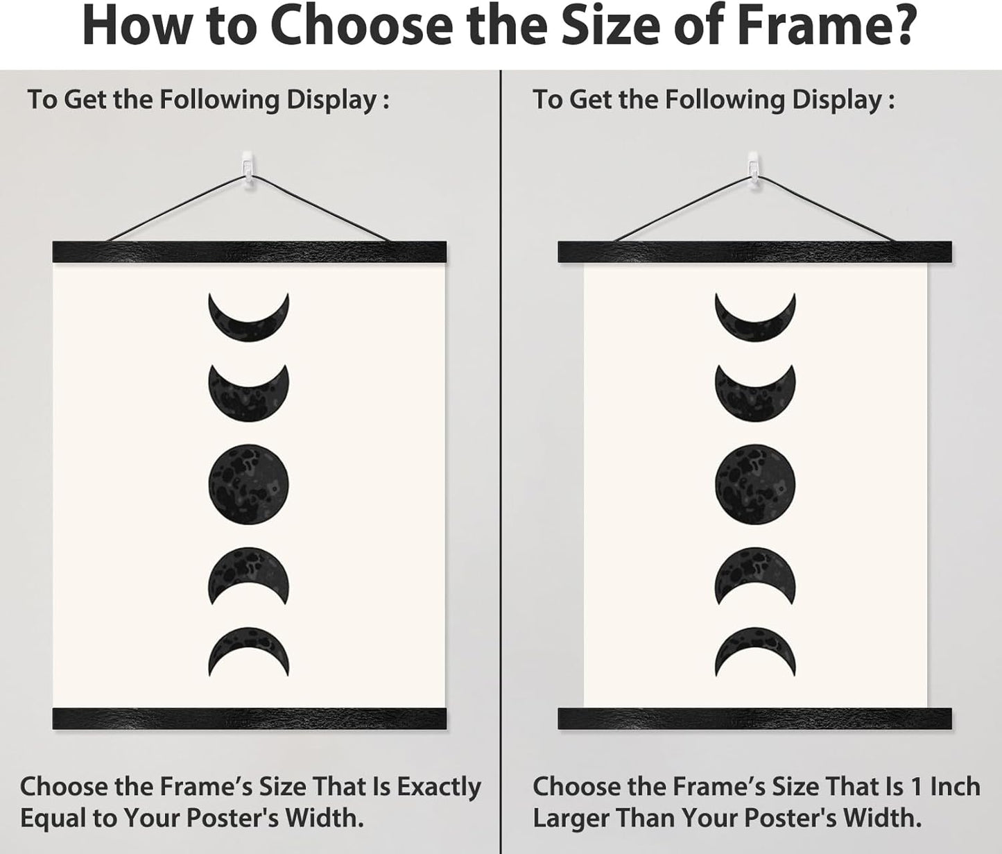 Magnetic Poster Hanger Frame for 42x60 42x50 42x24 Movie Music Posters Wall Art, Black Wood Picture Frames for Large
