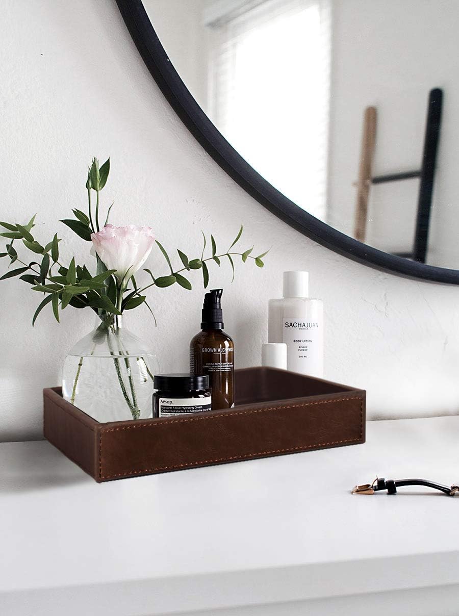 Valet Tray / Catchall Tray / Brown / 10.2 x 8.4 x 1.8