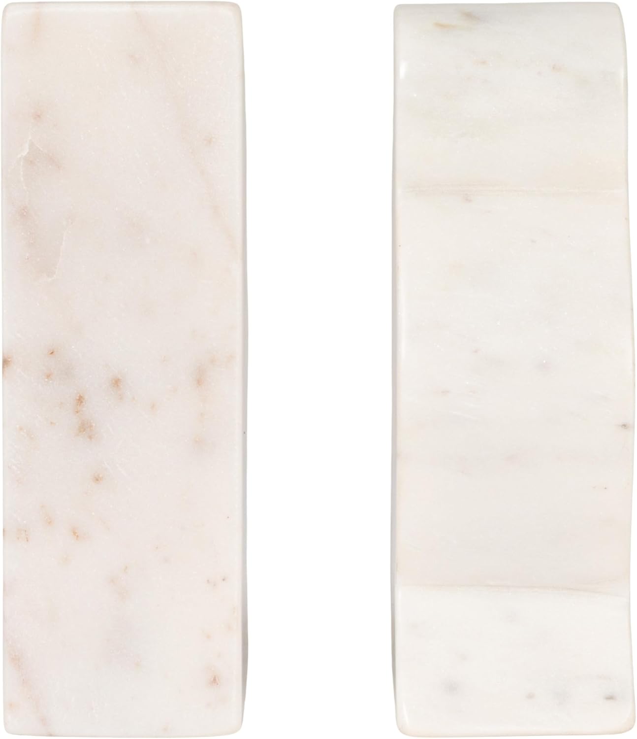 Decorative Marble Wave Bookends / White