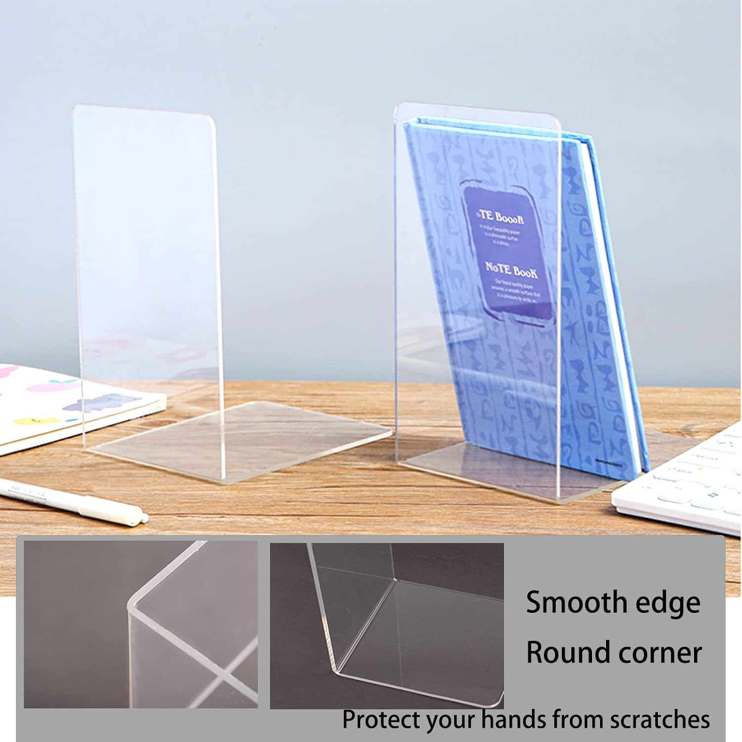 Book Ends Bookends Acrylic / Clear / Set of 8