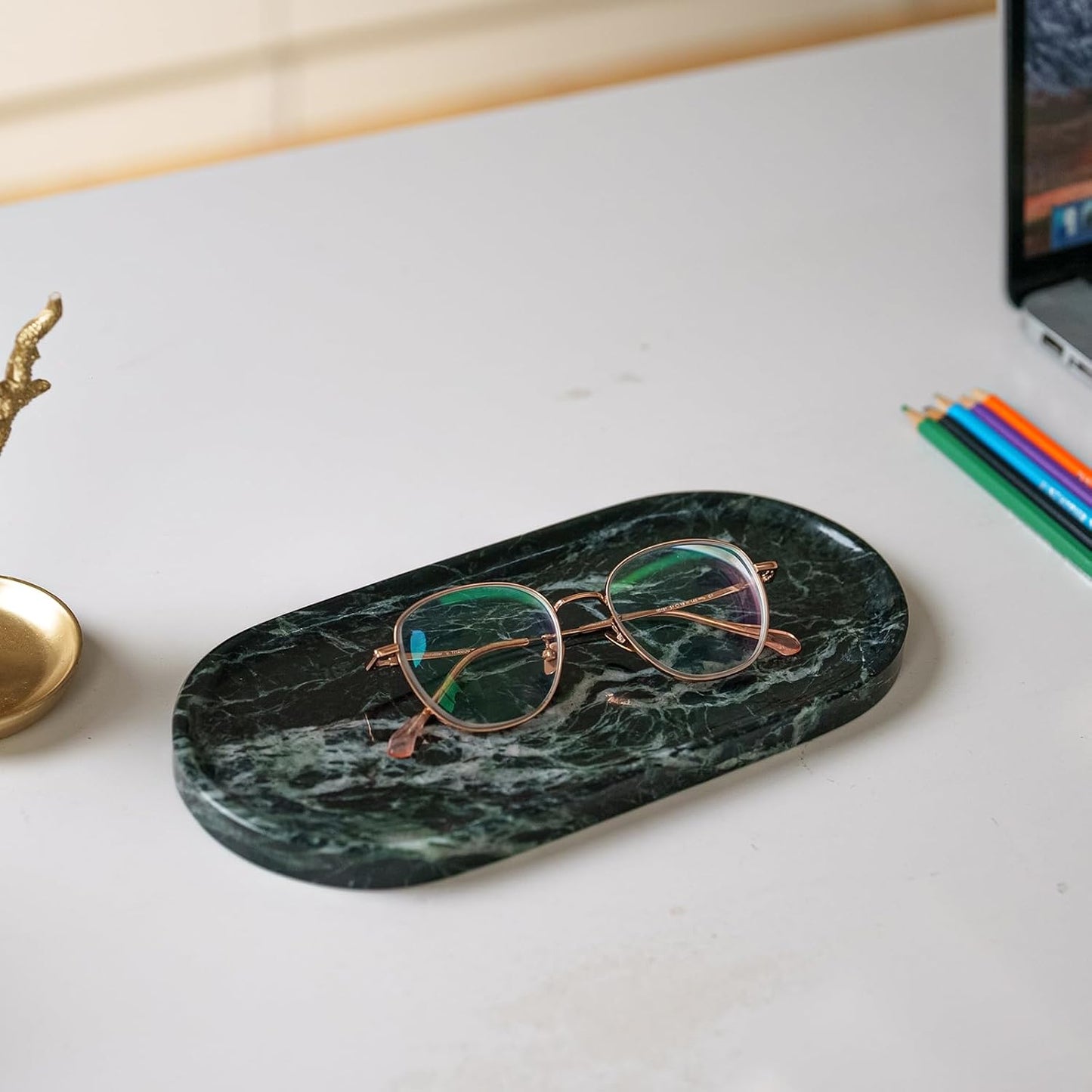 Emerald Green Marble Tray / Dark Green