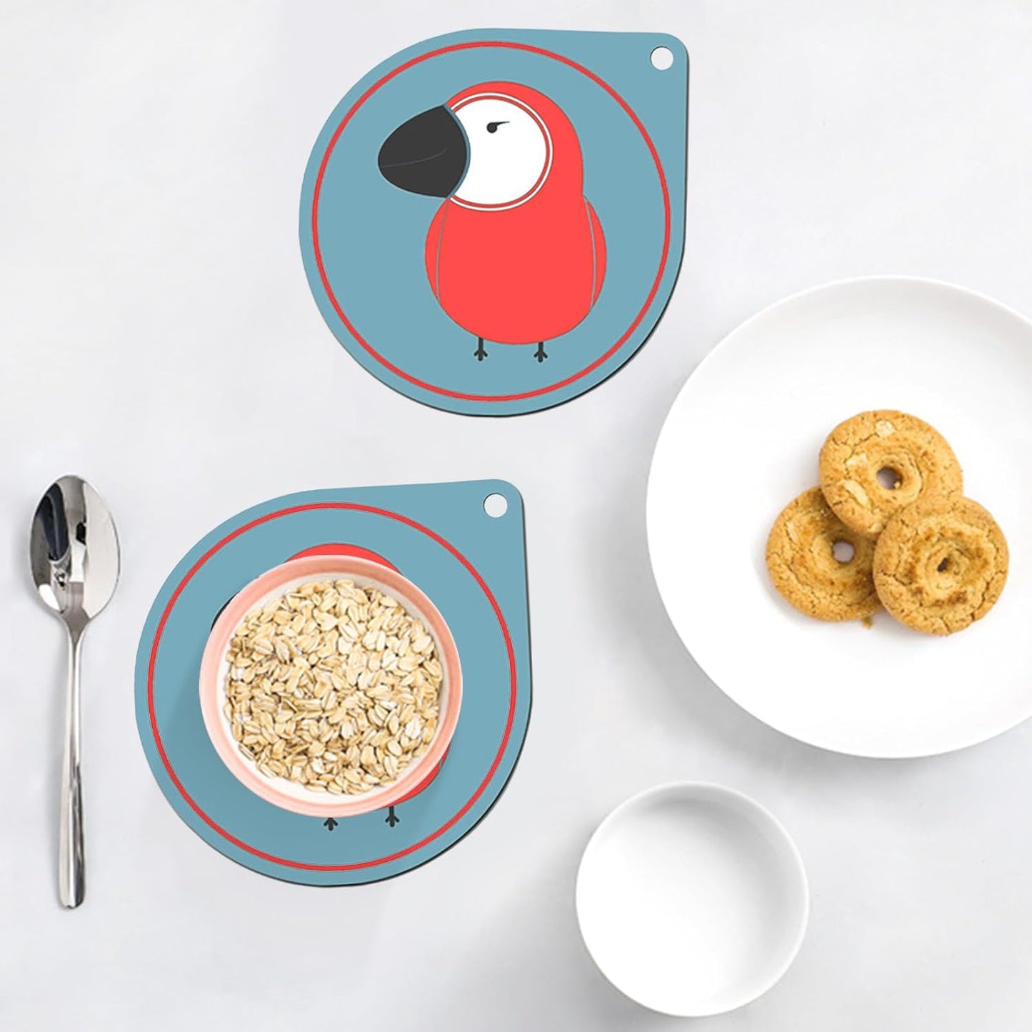 Silicone Coasters Large Drink Coasters Silicone Trivets Hot Mats Cartoon Thickened / Set of 6