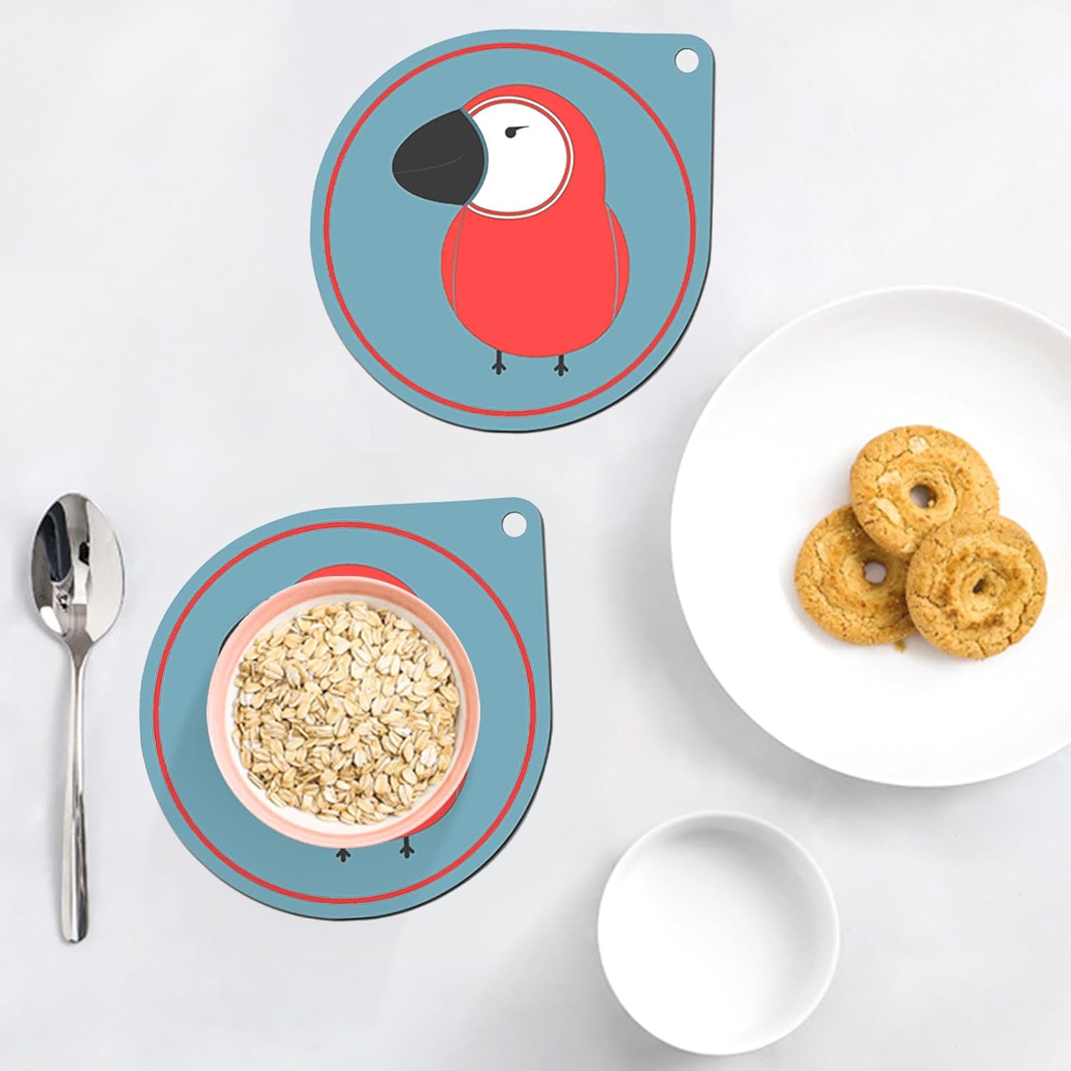 Silicone Coasters Large Drink Coasters Silicone Trivets Hot Mats Cartoon Thickened / Set of 6