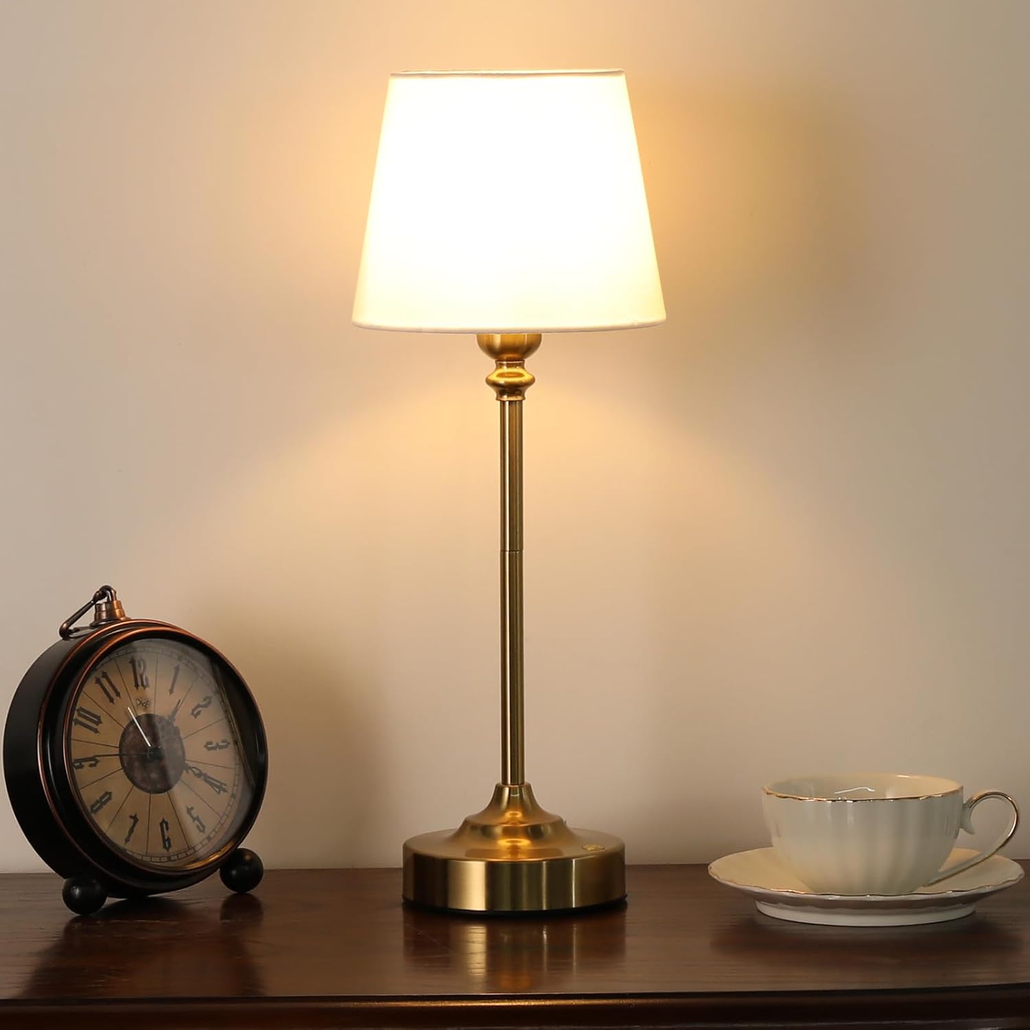 Kakanuo Gold Cordless Table Lamp with Rechargeable Battery, 1 Pack | Touch Stepless Dimming with Memory, 4000mAh