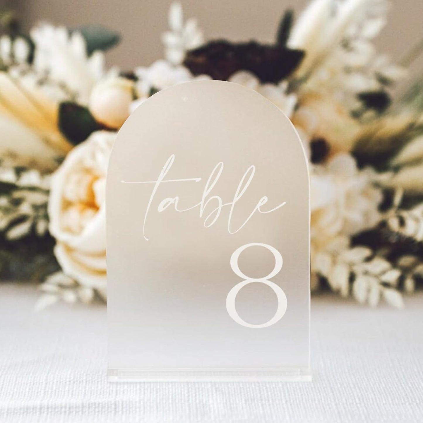 HOODO Frosted Arch Acrylic Wedding Table Numbers 1-10 with Stands, 5"x7" Arched Signs and Holders for Wedding