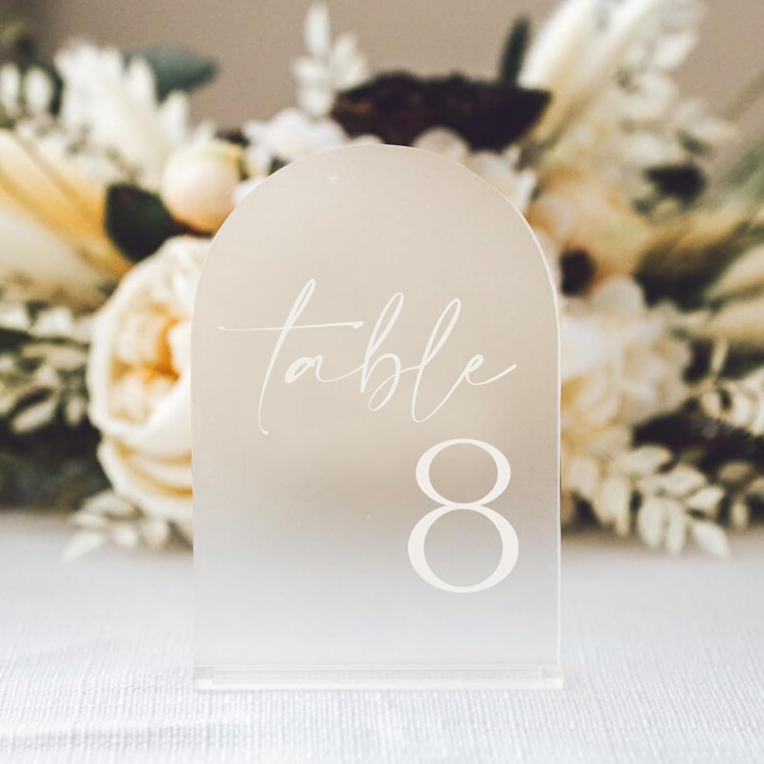 HOODO Frosted Arch Acrylic Wedding Table Numbers 1-10 with Stands, 5"x7" Arched Signs and Holders for Wedding