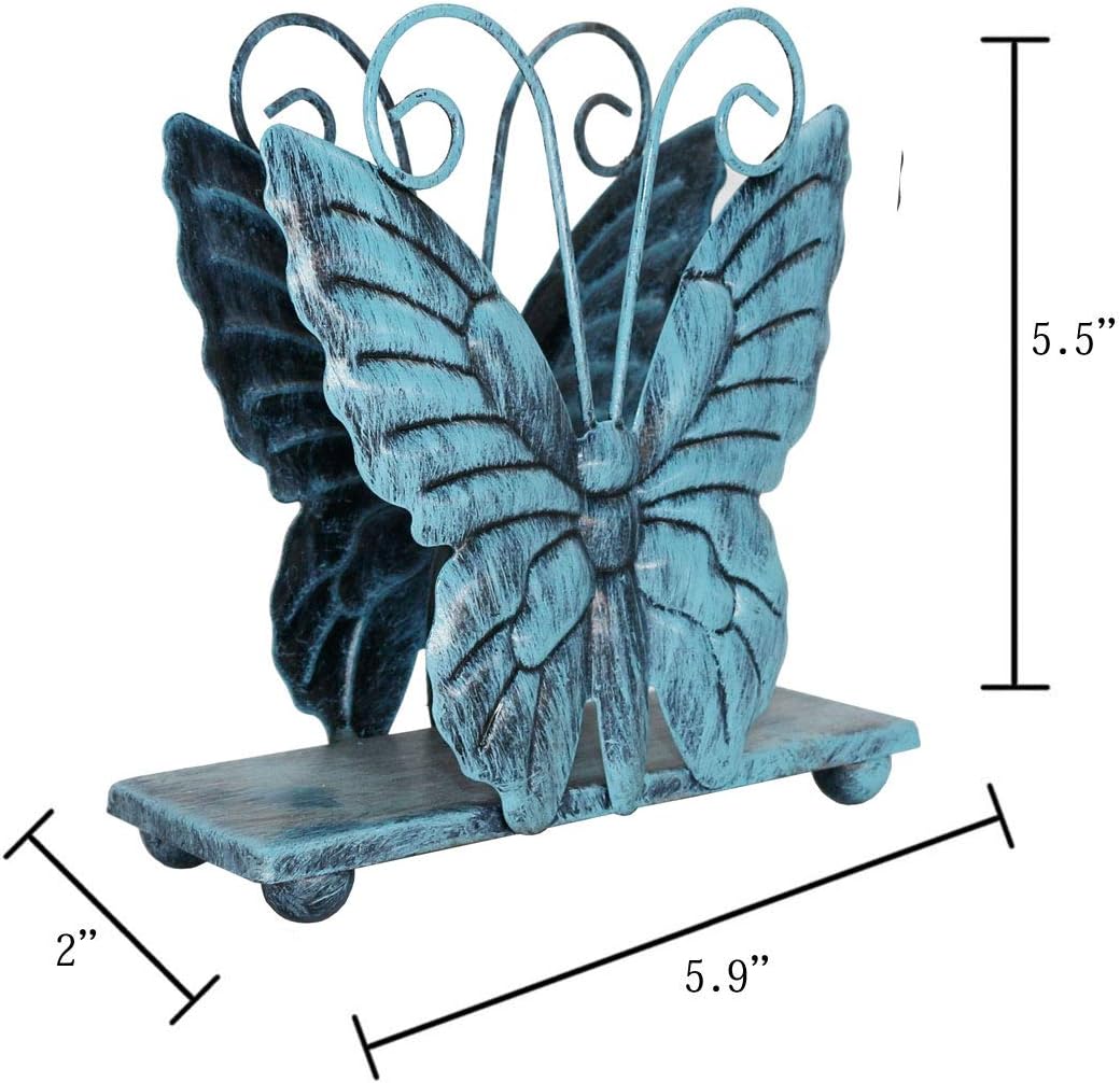 Metal Butterfly Shaped Napkin Holder / Turquoise