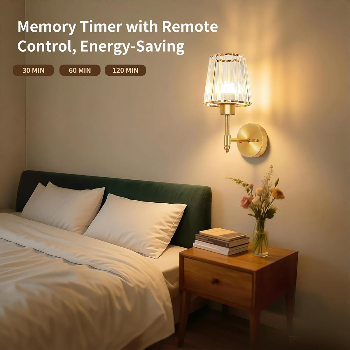 Battery Operated Wall Sconce Set of 2, Rechargeable Wireless Wall Lights | with 5200mAh Dimmable Bulbs and Remote,15