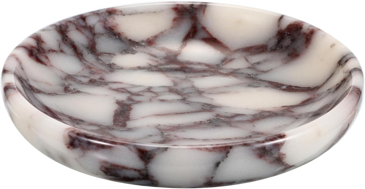 5.5" Marble Jewelry Dish Tray Decorative Key Plate Holder Catch / Small / Calacatta Viola / Natural