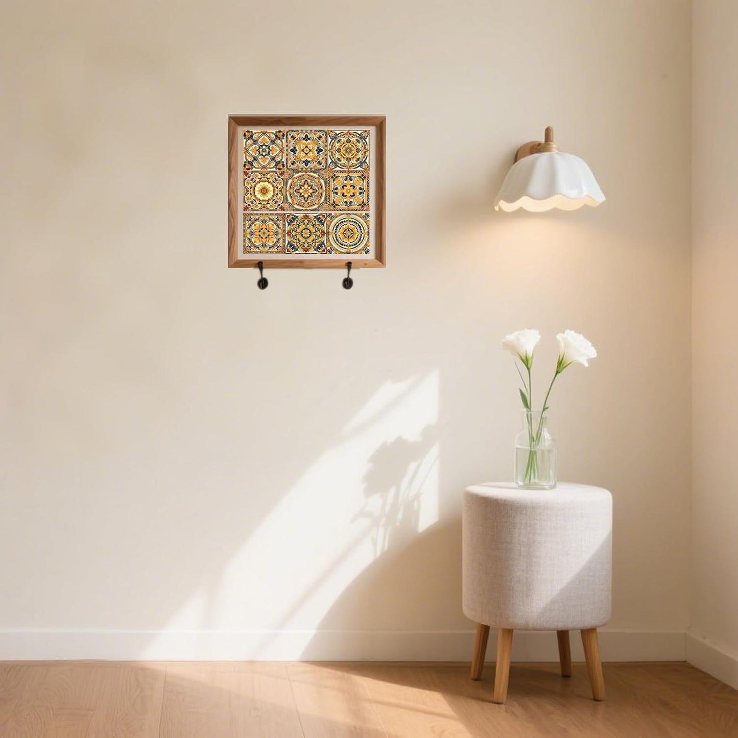 9 Style Peel and Stick Wall Tile Sticker Vintage Brownish- Wall / Mandala Pattern / Red / Set of 36