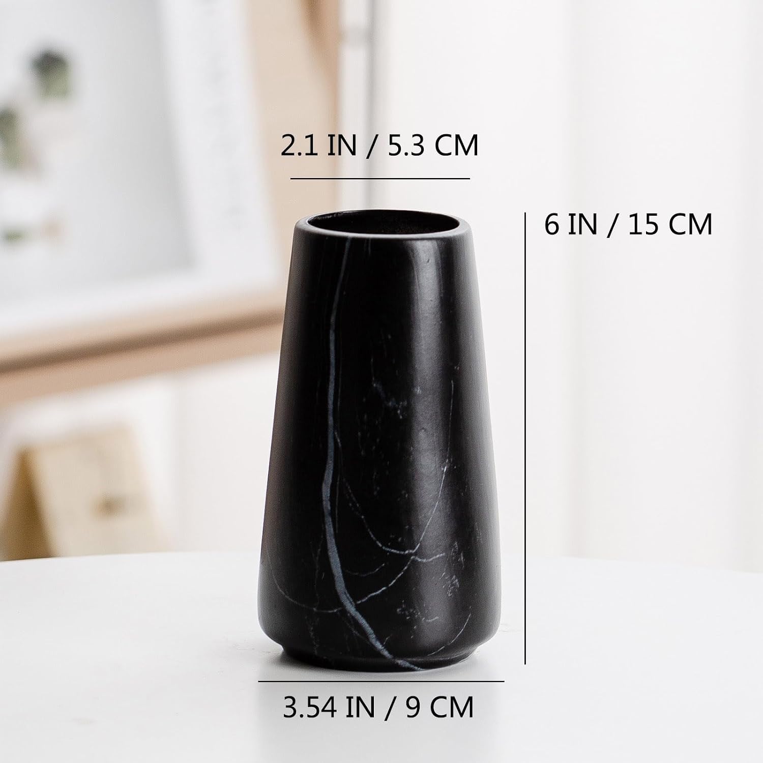 6" Simple Modern Ceramic Vases for Flower/Pampas Grass / Marble Black / Small