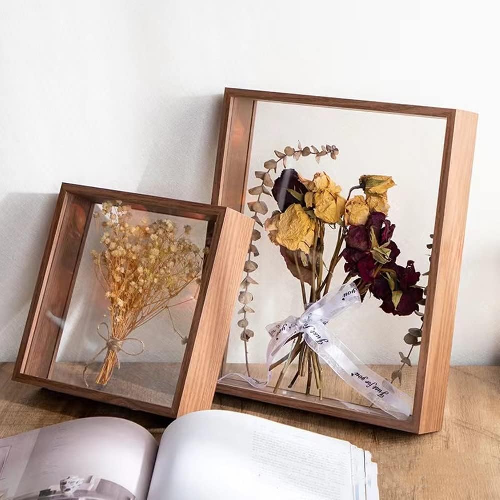 Wooden Dried Flower Photo Frame Dried Flower Display Stand Decorative Floating / 8 x 12 / Brown