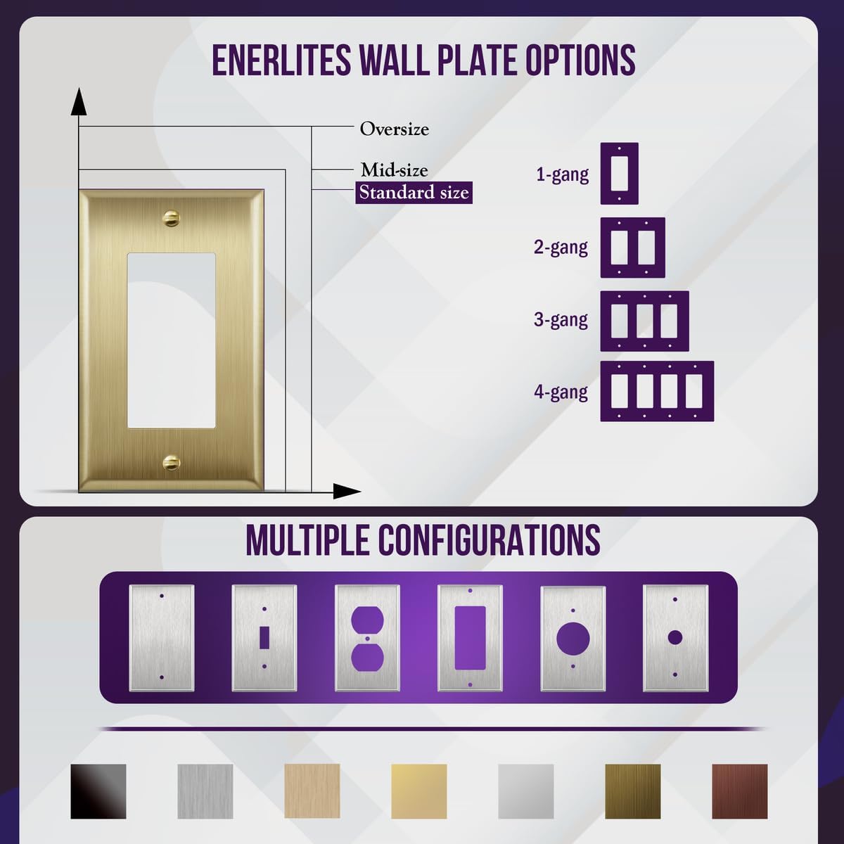 ENERLITES Decorator Switch or Outlet Metal Wall Plate, Stainless Steel Outlet Cover, Corrosion Resistant, Size 1-Gang