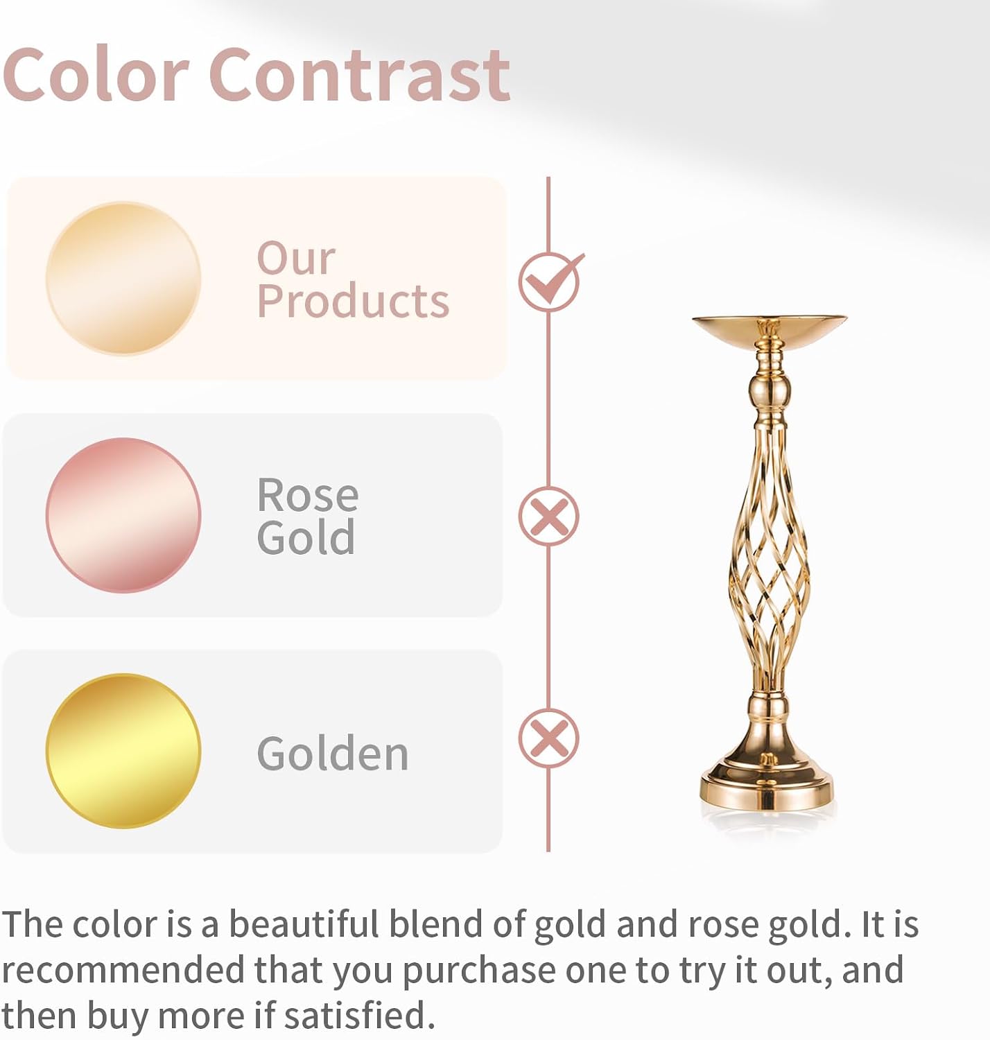 NUPTIO Gold Centerpiece Stand for Table, Twist Style , 17.7" Tall, 10 Pcs | Versatile Flower Arrangement, Candle Holder