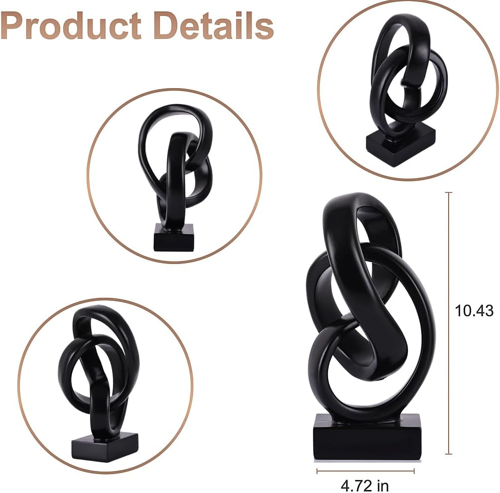Modern Abstract Knot Sculpture / Black