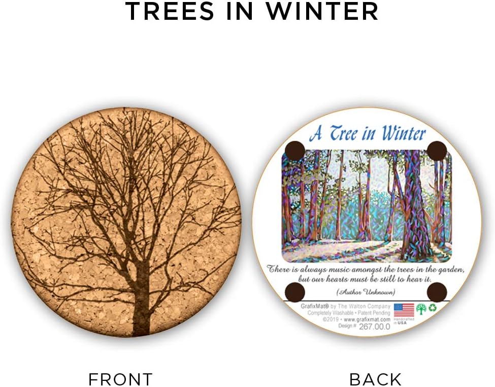 Dual Layer Won’t / Cork Coasters / Trees Art / Natural / Set of 4