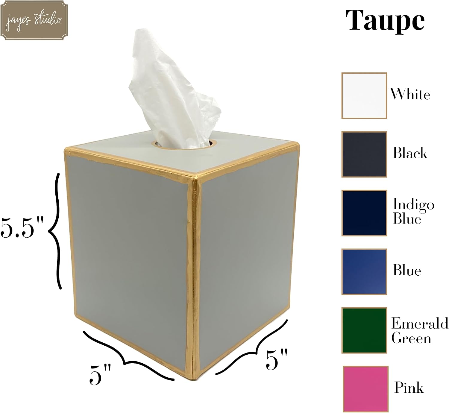 Jaye’s Studio Decorative Metal Tissue Box Cover Square Tissue Box Holder / Taupe